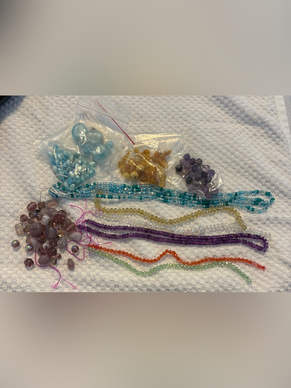 Assortment of Seed Beads, Crystal Beads, Round Beads, Craft Beads.